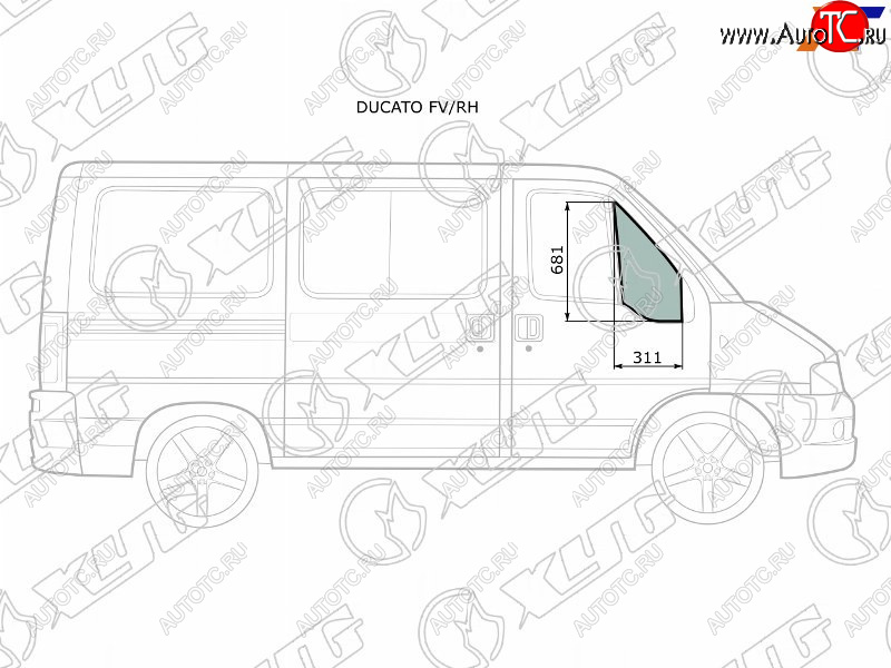 2 399 р. Стекло форточки (уголок) переднее правое  PEUGEOT BOXERCITROEN JUMPERFIAT DUCATO 94-06             XYG DUCATO FV/RH  с доставкой в г. Майкоп