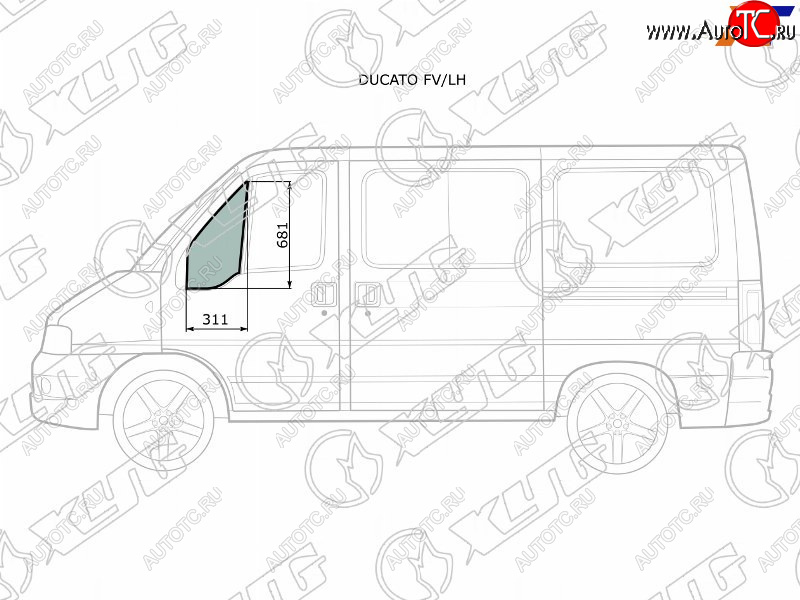 2 399 р. Стекло форточки (уголок) переднее левое  PEUGEOT BOXERCITROEN JUMPERFIAT DUCATO 94-06              XYG DUCATO FV/LH  с доставкой в г. Майкоп