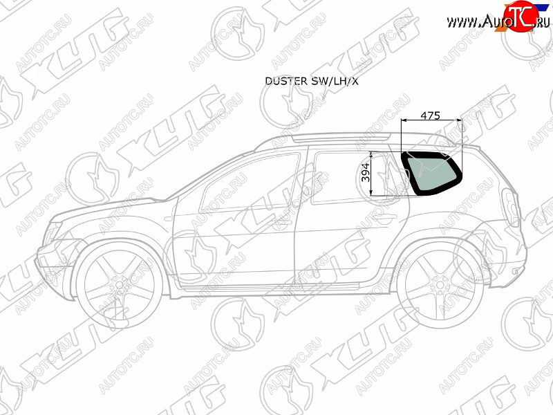 1 759 р. Стекло кузова боковое (не опускное) (Слева Цвет зеленый) Nissan Terrano 14-22  Renault Duster 10-2 XYG DUSTER SW/LH/X  с доставкой в г. Майкоп