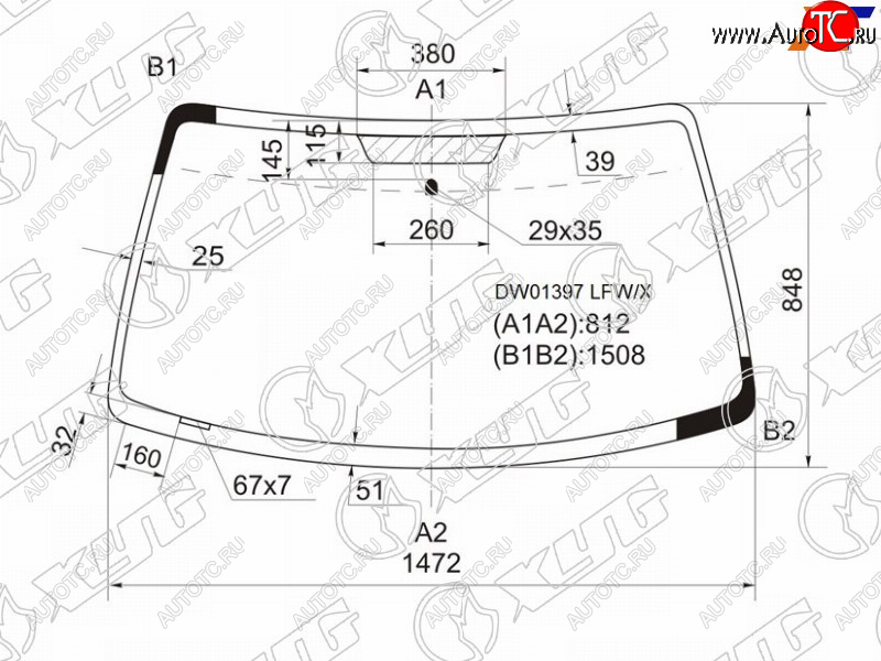 5 849 р. Стекло лобовое Ford Escape 00-12  Maverick 93-07  Mazda Tribute 00-07  Mercury Mariner 07-10 XYG DW01397 LFW/X  с доставкой в г. Майкоп