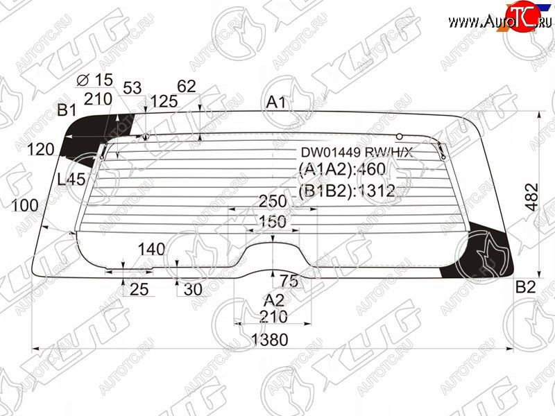 9 749 р. Стекло заднее с обогревом JEEP LIBERTYJEEP CHEROKEE 02-07                                           XYG DW01449 RW/H/X  с доставкой в г. Майкоп