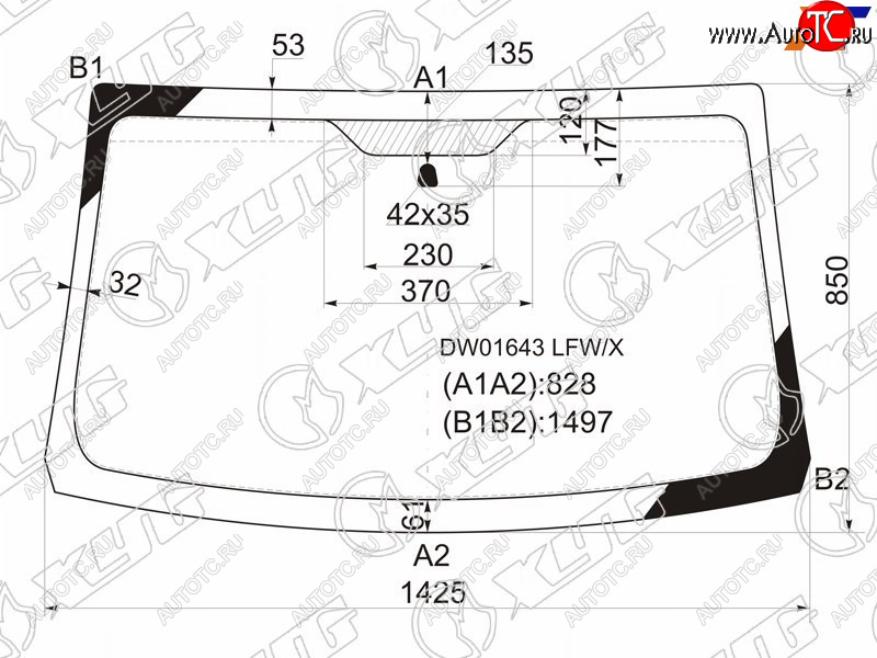 4 849 р. Стекло лобовое Dodge Caliber 06-12 XYG DW01643 LFW/X  с доставкой в г. Майкоп