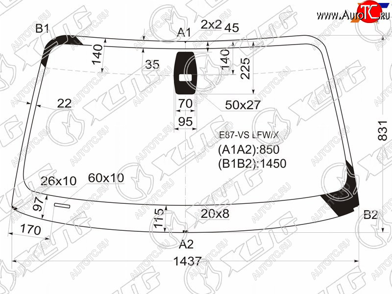 5 999 р. Стекло лобовое (Датчик дождя) BMW XYG BMW 1 серия E82 купе 1-ый рестайлинг (2007-2011)  с доставкой в г. Майкоп