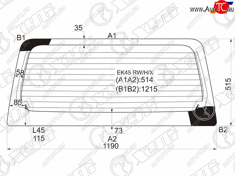9 999 р. Стекло заднее (Цвет зеленый Обогрев) Mitsubishi eK Active 04-06  eK Sport 02-06  eK Wagon 01-06  XYG EK45 RW/H/X  с доставкой в г. Майкоп