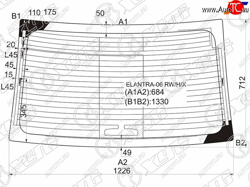 7 299 р. Стекло заднее (Цвет зеленый Обогрев Антенна) Hyundai Elantra 06-12  Avante 06-11 XYG ELANTRA-06 RW/H/X  с доставкой в г. Майкоп