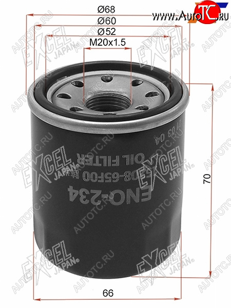 459 р. Фильтр масляный NISSAN QG#, MR20DE, QR20,25, SR20,VQ 20,25, HR#                                      EXCEL JAPAN ENO-234  с доставкой в г. Майкоп