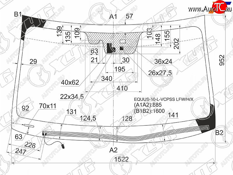 11 299 р. Стекло лобовое (Обогрев щеток Камера Датчик дождя) Hyundai Equus 10-13 XYG EQUUS-10-L-VCPSS LFW/H/X  с доставкой в г. Майкоп