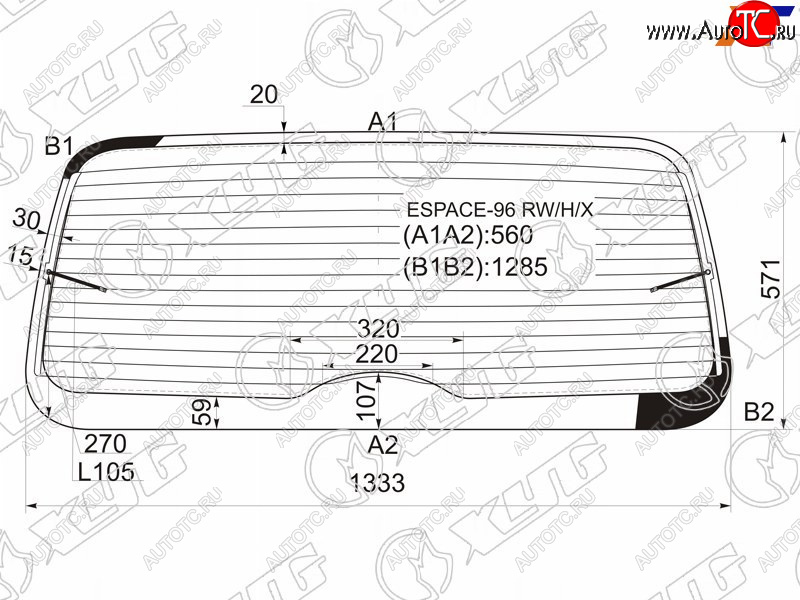 6 599 р. Стекло заднее с обогревом RENAULT ESPACE III 96-03                                                   XYG ESPACE-96 RW/H/X  с доставкой в г. Майкоп