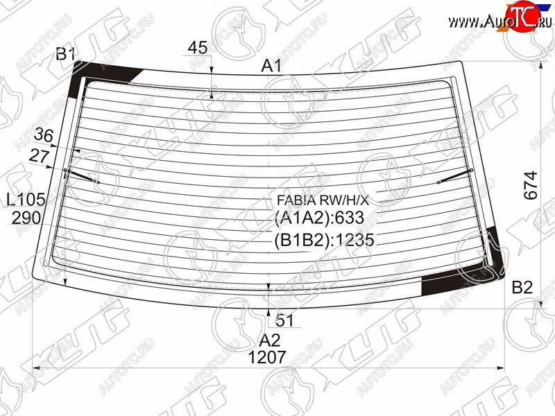 6 599 р. Стекло заднее с обогревом SKODA FABIA 4D SED 99-07                                                   XYG FABIA RW/H/X  с доставкой в г. Майкоп