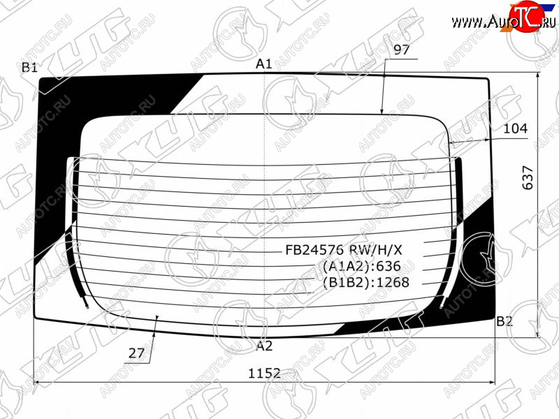 7 199 р. Стекло заднее (Цвет зеленый Обогрев) Toyota Prius (ZVW30) 09-16  Prius PHV 12-16 XYG FB24576 RW/H/X  с доставкой в г. Майкоп