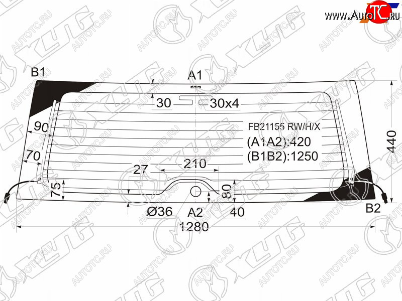 7 199 р. Стекло заднее (Цвет зеленый Обогрев Антенна) Toyota RAV4 (CA20) 00-05 XYG FB21155 RW/H/X  с доставкой в г. Майкоп