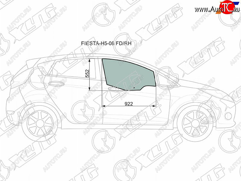 3 299 р. Стекло переднее правое опускное FORD FIESTA 5D 08- XYG FIESTA-H5-08 FD/RH, fiestah508fdrh XYG FIESTA-H5-08 FD/RH  с доставкой в г. Майкоп