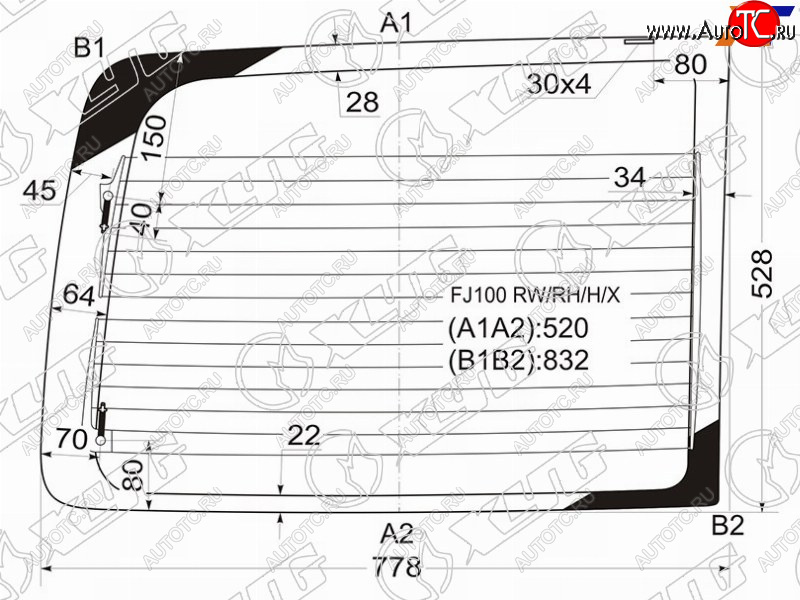 5 399 р. Стекло заднее (Цвет зеленый Обогрев справа. распашная дверь) Toyota Land Cruiser (J100) 98-07  La XYG FJ100 RW/RH/H/X  с доставкой в г. Майкоп