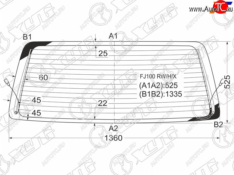 7 199 р. Стекло заднее (Цвет зеленый Обогрев) Toyota Land Cruiser (J100) 98-07  Lexus LX 98-07  Toyota Lan XYG FJ100 RW/H/X  с доставкой в г. Майкоп