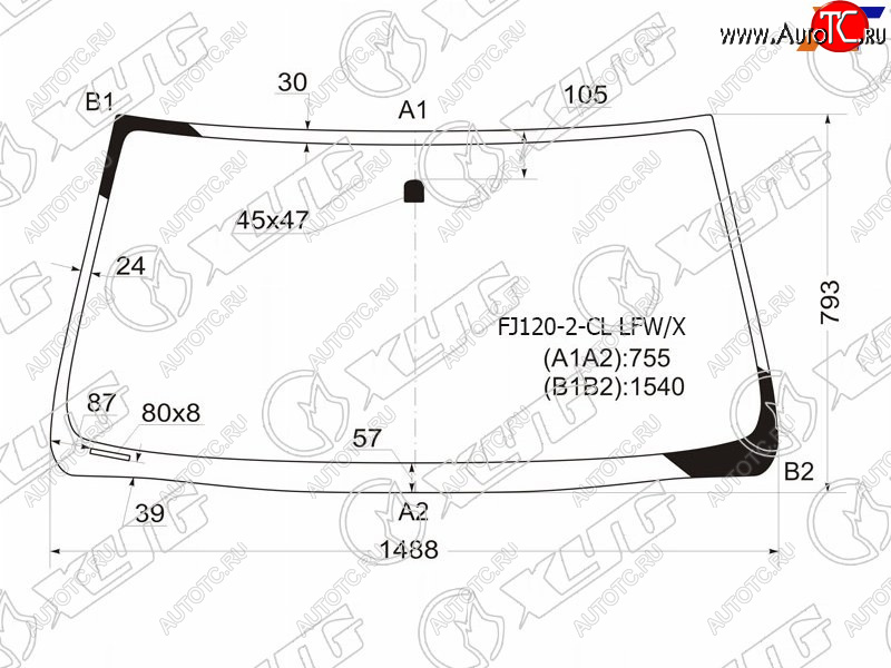 4 899 р. Стекло лобовое Toyota Land Cruiser Prado (J120) 02-09  Lexus GX 02-09 XYG FJ120-2-CL LFW/X  с доставкой в г. Майкоп