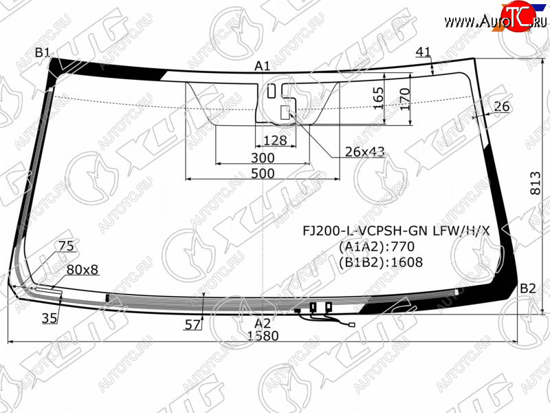 7 599 р. Стекло лобовое (Обогрев щеток Датчик дождя) Toyota Land Cruiser (J200) 07-15  Lexus LX 07-15 XYG FJ200-L-VCPSH-GN LFW/H/X  с доставкой в г. Майкоп