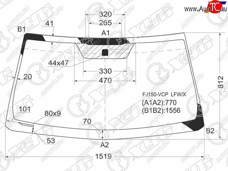 5 699 р. Стекло лобовое Toyota Land Cruiser Prado (J150) 09-20  Lexus GX 09-19 XYG FJ150-VCP LFW/X  с доставкой в г. Майкоп