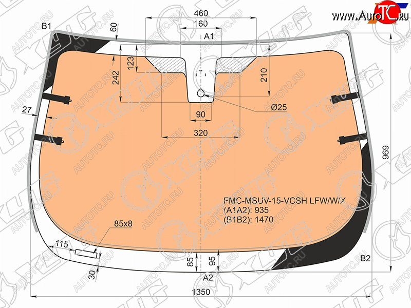 22 699 р. Стекло лобовое (Обогрев полный Датчик дождя Молдинг) Ford EcoSport 14-23 XYG FMC-MSUV-15-VCSH LFW/W/X  с доставкой в г. Майкоп