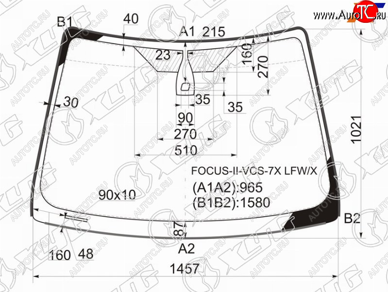 8 249 р. Стекло лобовое (Датчик дождя Молдинг) Ford Focus 04-11  Focus RS 09-11  Focus ST 05-10 XYG FOCUS-II-VCS-7X LFW/X  с доставкой в г. Майкоп