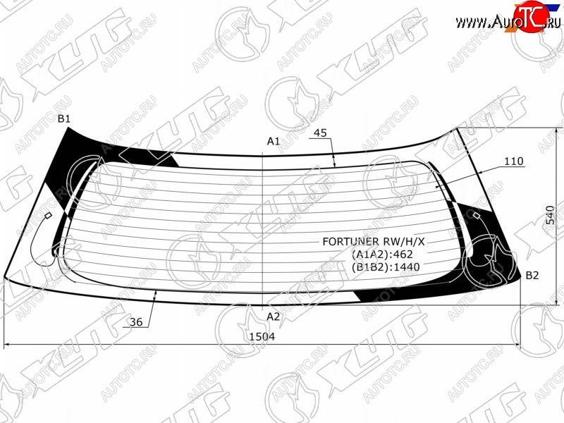 7 849 р. Стекло заднее (Цвет зеленый Обогрев) Toyota Fortuner 04-15 XYG FORTUNER RW/H/X  с доставкой в г. Майкоп