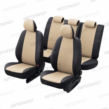 8 749 р. Чехлы сидений (экокожа, 40/60) Автопилот Ромб Audi Q3 8U дорестайлинг (2011-2015) (черный/бежевый)  с доставкой в г. Майкоп. Увеличить фотографию 6