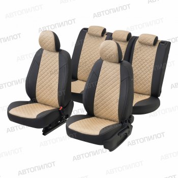 8 749 р. Чехлы сидений (экокожа/алькантара, 40/60) Автопилот Ромб  Audi Q3  8U (2011-2018) дорестайлинг, рестайлинг (черный/бежевый)  с доставкой в г. Майкоп. Увеличить фотографию 5