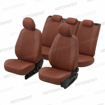 14 249 р. Чехлы сидений (экокожа/алькантара, S-Line) Автопилот Ромб Audi Q5 8R дорестайлинг (2008-2012) (коричневый)  с доставкой в г. Майкоп. Увеличить фотографию 5