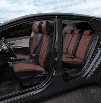 8 249 р. Чехлы сидений (экокожа) Автопилот BMW 1 серия F20 хэтчбэк 5 дв. дорестайлинг (2012-2015) (черный/темно-коричневый)  с доставкой в г. Майкоп. Увеличить фотографию 4