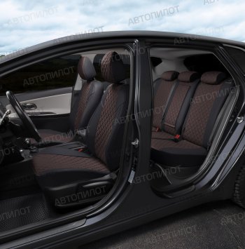 14 249 р. Чехлы сидений (экокожа, сплошн.) Автопилот Ромб  BMW 5 серия  E60 (2003-2010) седан дорестайлинг, седан рестайлинг (черный/шоколад)  с доставкой в г. Майкоп. Увеличить фотографию 6