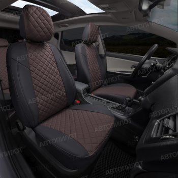 14 249 р. Чехлы сидений (экокожа, сплошн.) Автопилот Ромб  BMW 5 серия  E60 (2003-2010) седан дорестайлинг, седан рестайлинг (черный/шоколад)  с доставкой в г. Майкоп. Увеличить фотографию 7