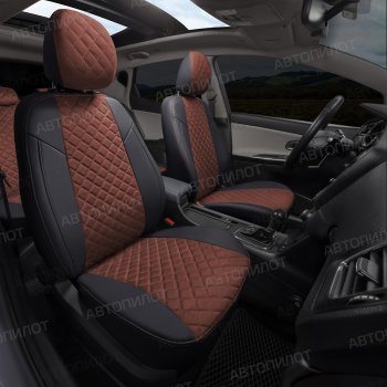 14 449 р. Чехлы сидений (экокожа/алькантара) Автопилот Ромб  BMW X1  E84 (2009-2015) (черный/шоколад)  с доставкой в г. Майкоп. Увеличить фотографию 6