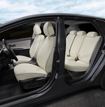 14 249 р. Чехлы сидений (экокожа) Автопилот Ромб Chery Bonus (A13) лифтбэк (2011-2016) (белый)  с доставкой в г. Майкоп. Увеличить фотографию 7