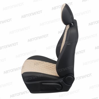 8 499 р. Чехлы сидений (экокожа/альк) Автопилот Ромб  CITROEN C4  B7 (2013-2022) седан дорестайлинг, седан рестайлинг (черный/бежевый)  с доставкой в г. Майкоп. Увеличить фотографию 3