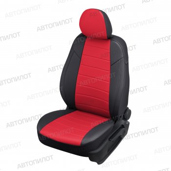Чехлы сидений (экокожа, сплошн.) Автопилот CITROEN C-elysee ( дорестайлинг) (2012-2020), Peugeot 301 (2012-2025) (черный/красный)