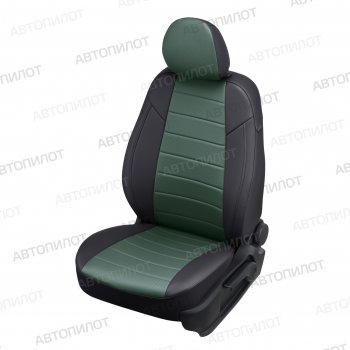 Чехлы сидений (экокожа, сплошн.) Автопилот CITROEN C-elysee ( дорестайлинг) (2012-2020), Peugeot 301 (2012-2025) (черный/зеленый)