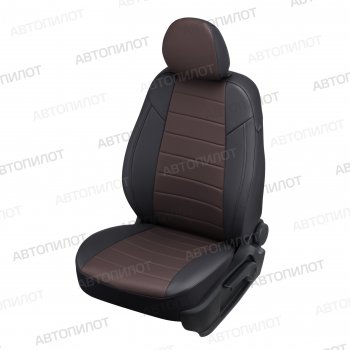 Чехлы сидений (экокожа, сплошн.) Автопилот CITROEN C-elysee ( дорестайлинг) (2012-2020), Peugeot 301 (2012-2025) (черный/шоколад)