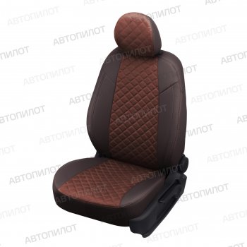 Чехлы сидений (экокожа/алькантара, сплошн.) Автопилот Ромб CITROEN C-elysee ( дорестайлинг) (2012-2020), Peugeot 301 (2012-2025) (шоколад)