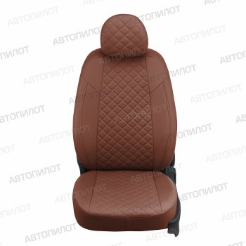 Чехлы сидений (экокожа, 7 мест) Автопилот Ромб Dodge Grand Caravan (2007-2020) дорестайлинг, рестайлинг (коричневый)
