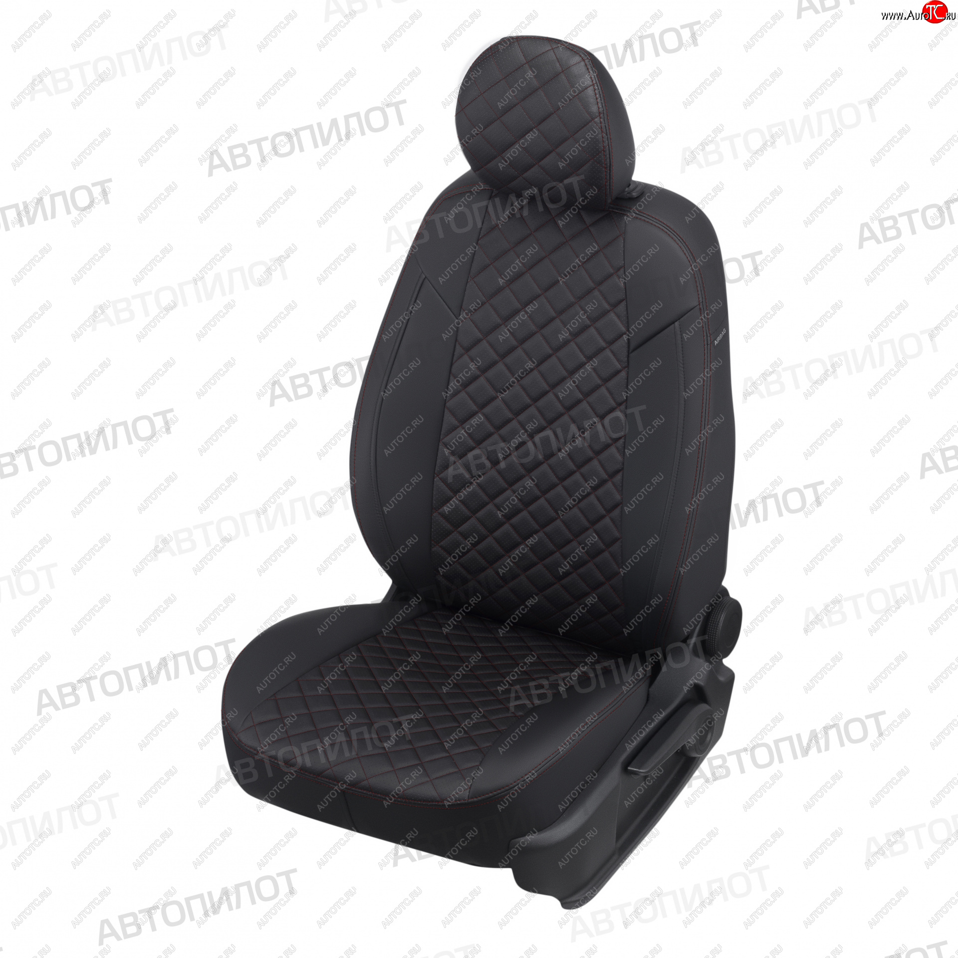 17 699 р. Чехлы сидений (экокожа, 7 мест) Автопилот Ромб  Dodge Grand Caravan (2007-2020) дорестайлинг, рестайлинг (черный/красная строчка)  с доставкой в г. Майкоп