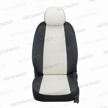13 649 р. Чехлы сидений (экокожа) Автопилот Ford Fusion 1 хэтчбэк дорестайлинг (2002-2005) (черный/белый)  с доставкой в г. Майкоп. Увеличить фотографию 4