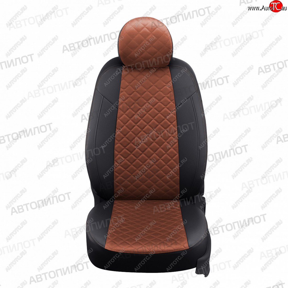 14 449 р. Чехлы сидений (экокожа/алькантара) Автопилот Ромб  Honda Civic  FK2 (2011-2016) хэтчбэк 5 дв. (черный/коричневый)  с доставкой в г. Майкоп