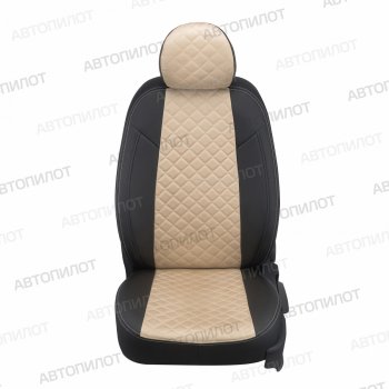 Чехлы сидений (экокожа/алькантара) Автопилот Ромб Honda CR-V  RM1,RM3,RM4 (2012-2018) дорестайлинг, рестайлинг (черный/бежевый)