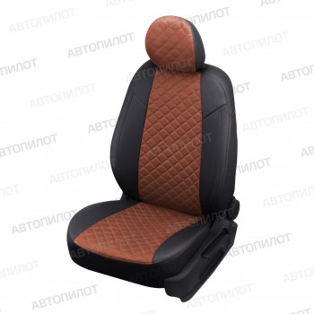 Чехлы сидений (экокожа/алькантара) Автопилот Ромб Honda CR-V  RM1,RM3,RM4 (2012-2018) дорестайлинг, рестайлинг (черный/коричневый)