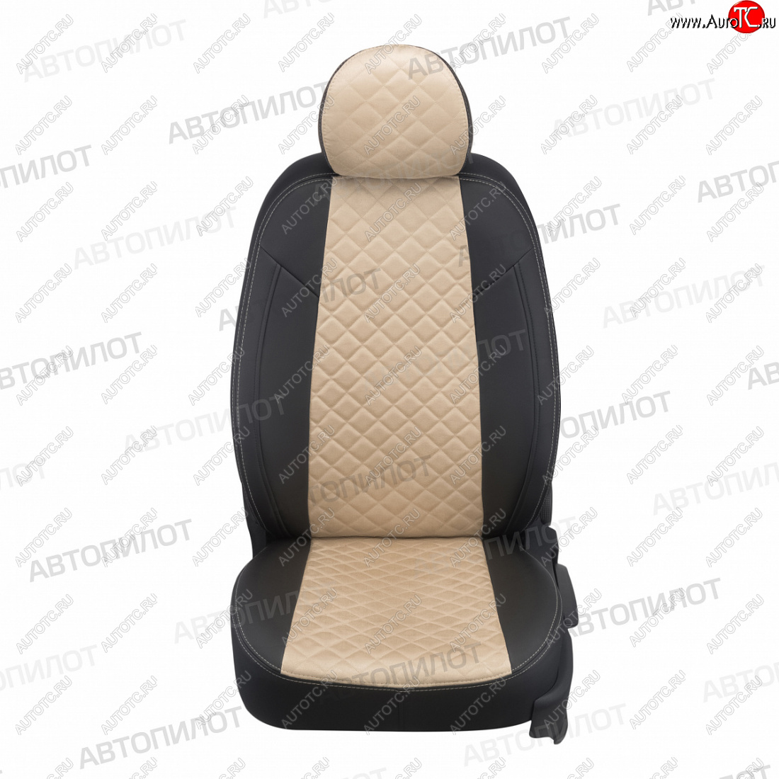 8 499 р. Чехлы сидений (экокожа/алькантара) Автопилот Ромб Hyundai Elantra HD (2006-2011) (черный/бежевый)  с доставкой в г. Майкоп