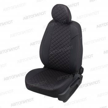 Чехлы сидений (экокожа, сплошн.) Автопилот Ромб Hyundai Elantra  CN7 (2020-2023) (черный/красная строчка)