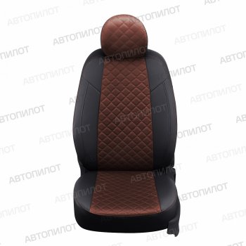 Чехлы сидений (экокожа/алькантара, 8 мест) Автопилот Ромб Hyundai Starex/Grand Starex/H1  TQ (2007-2022) дорестайлинг, рестайлинг, 2-ой рестайлинг (черный/шоколад)