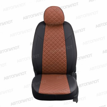 Чехлы сидений (экокожа, 9 мест) Автопилот Ромб Hyundai Starex/H1  A1 (1997-2007) дорестайлинг, рестайлинг (черный/коричневый)