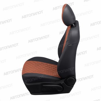 8 499 р. Чехлы сидений (экокожа/алькантара) Автопилот Ромб Hyundai Solaris RBr хэтчбэк дорестайлинг (2010-2014) (черный/коричневый)  с доставкой в г. Майкоп. Увеличить фотографию 2