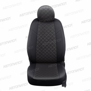 Чехлы сидений (экокожа/алькантара, 8 мест) Автопилот Ромб Hyundai Staria  US4 (2021-2022) (черный/темно-серый)