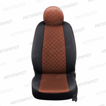 Чехлы сидений (экокожа/алькантара, 8 мест) Автопилот Ромб Hyundai Staria  US4 (2021-2022) (черный/коричневый)